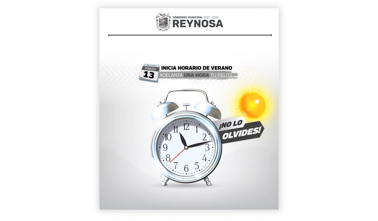 El domingo 13 de marzo inicia el Horario de Verano para la frontera