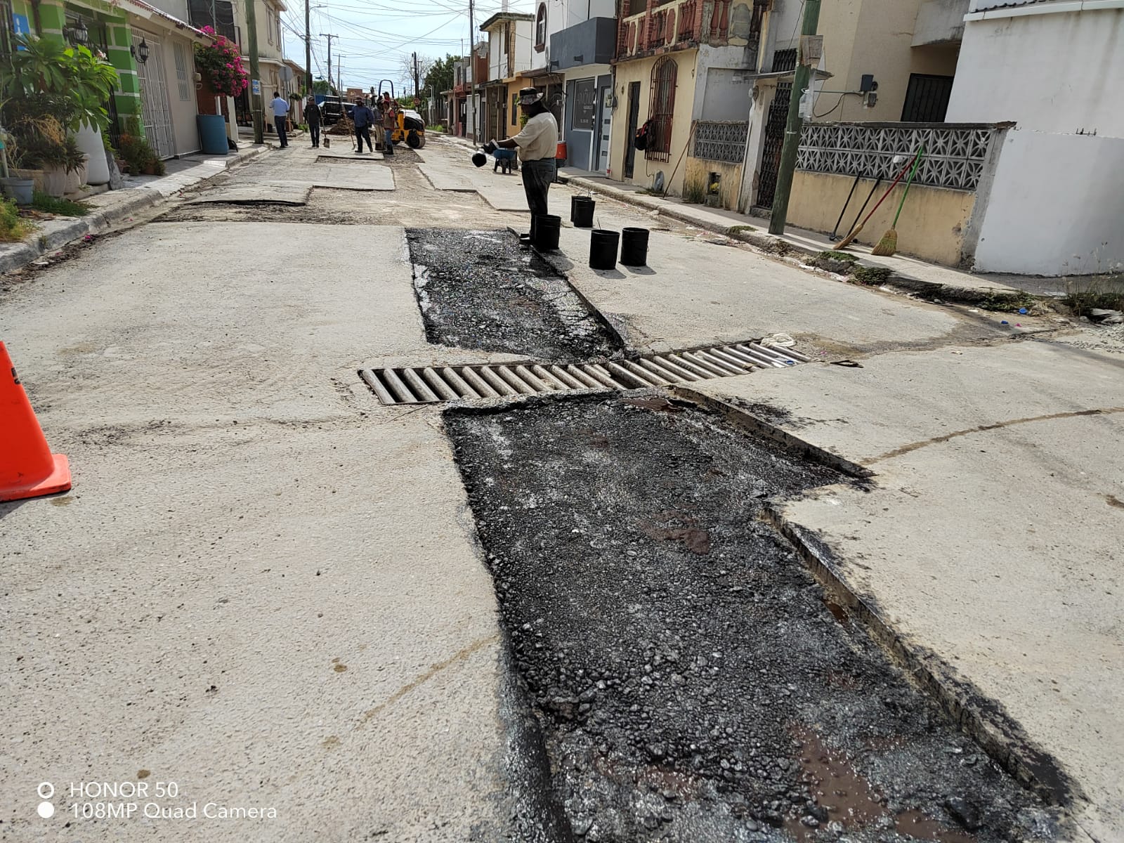 a person walking down a street