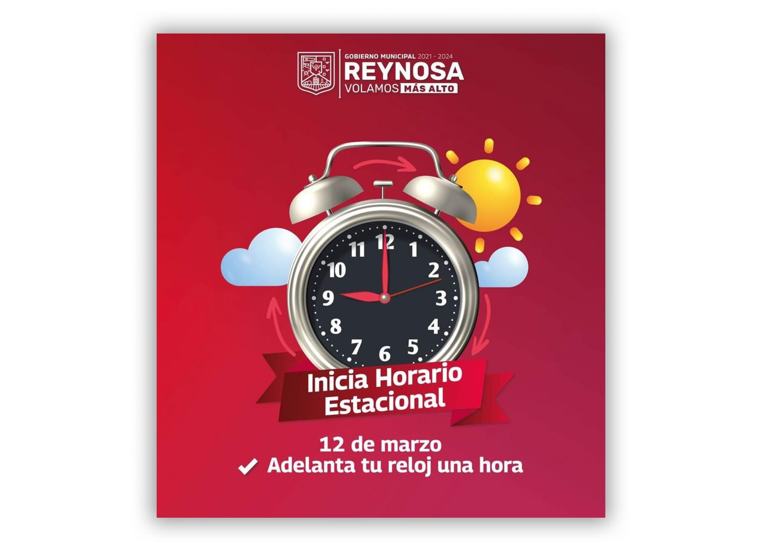 Aplicará Reynosa cambio de horario Administración Municipal Reynosa
