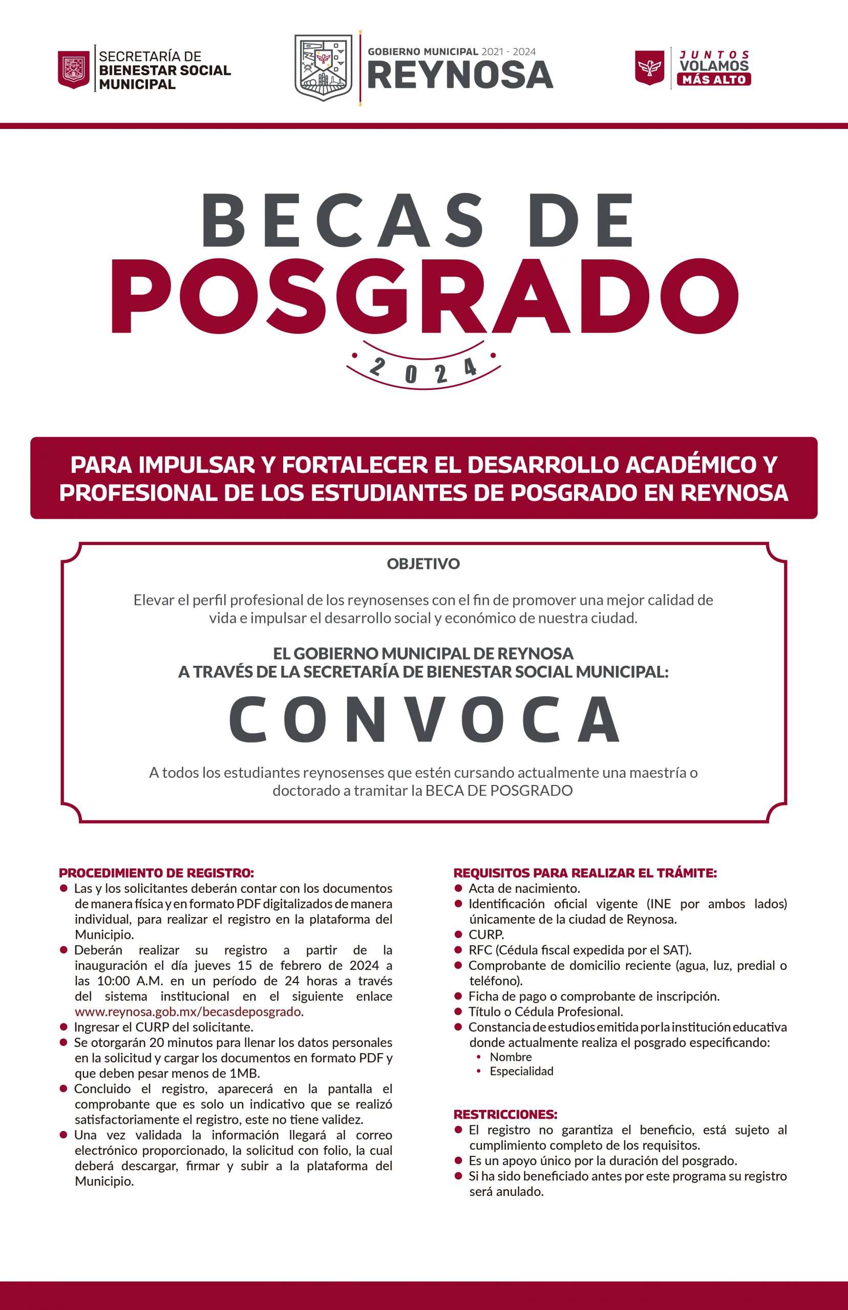 Convoca Alcalde Carlos Peña Ortiz a inscribirse al Programa de Becas de